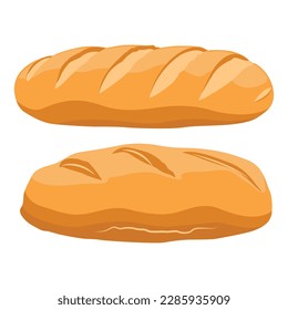 Vector illustration loaf of bread isolated on white background. Whole fresh baked bread. 