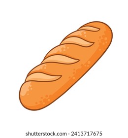 Vector illustration loaf of bread isolated on white background. Fresh baked bread in cartoon style.