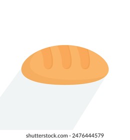 Vector illustration loaf of bread isolated on white background. Whole fresh baked bread. Logo or Icon.