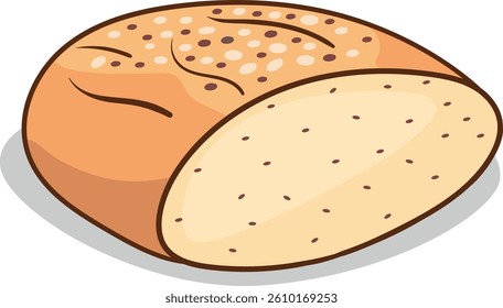 Vector illustration of a loaf of bread on a white background