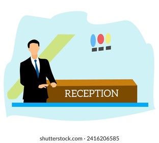 Vector illustration in lobby of company or office can use for design and presentation or banner