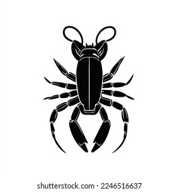 Vektorgrafik-Lobster, Schwarze Silhouette. . Ein schwarz-weißer Skorpion auf weißem Hintergrund, Illustration eines Skorpion auf weißem Hintergrund, Illustration eines Skorpion auf weißem Hintergrund