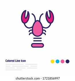 Vector illustration of lobster icon colored line. Beautiful naval element also can be used as crab icon element.