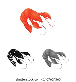 Vector illustration of lobster and red icon. Set of lobster and fresh  stock symbol for web.