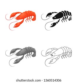 Vector illustration of lobster and red logo. Collection of lobster and fresh  stock vector illustration.