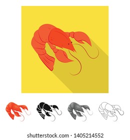 Vector illustration of lobster and red sign. Collection of lobster and fresh  stock vector illustration.