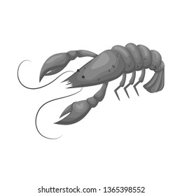 Vector illustration of lobster and red symbol. Collection of lobster and fresh  vector icon for stock.