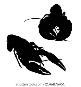 Vector illustration of lobster silhouette