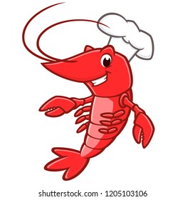 Vector illustration of a lobster wearing chef hat 