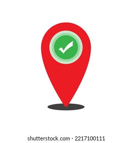 Vector illustration of location approval icon sign and symbol. colored icons for website design .Simple design on white background.