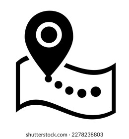 Vektorgrafik, Standortsymbol, Route. Flaches Design. Einzeln auf weißem Hintergrund.