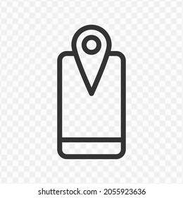 Vector Illustration Of Location On Cellphone Icon In Dark Color And Transparent Background(png).