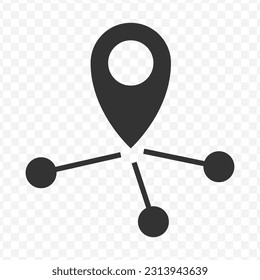 Vector illustration of location sharing  icon in dark color and transparent background(png).