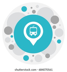 Vector Illustration Of Location Symbol On Bus Stop Pin Icon. Premium Quality Isolated Car Location Element In Trendy Flat Style.