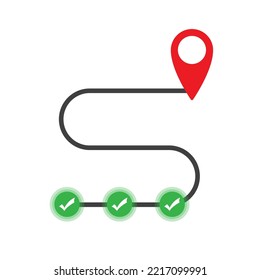 Vector illustration of location track approval icon sign and symbol. colored icons for website design .Simple design on white background.
