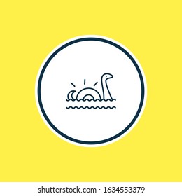 Vector illustration of loch ness icon line. Beautiful world landmarks element also can be used as reptile icon element.