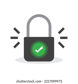 Vector illustration of lock approval icon sign and symbol. colored icons for website design .Simple design on white background.