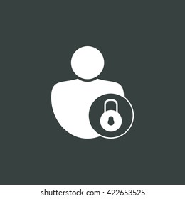 Vector illustration of lock close sign icon on dark background.