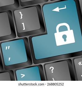 vector illustration of lock concept button on keyboard