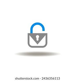 Ilustración vectorial de candado con carta de correo. Icono de la prueba de penetración. Símbolo de canal de correo de comunicación segura.