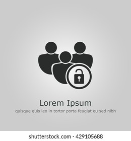 Vector illustration of lock open sign icon on grey background.