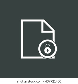 Vector illustration of lock open sign icon on dark background.