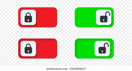 Vector illustration of Lock and Unlock slider isolated on transparent background