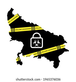 Vector illustration for lockdown in Uttar Pradesh ,  India due to COVID-19 second wave