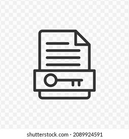 Vector illustration of locked document icon in dark color and transparent background(png).