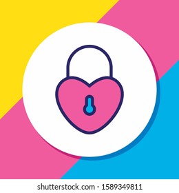 Vector illustration of locked heart icon colored line. Beautiful amour element also can be used as security icon element.