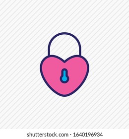 Vector illustration of locked heart icon colored line. Beautiful love element also can be used as security icon element.