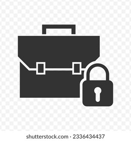 Vector illustration of locked suitcase icon in dark color and transparent background(PNG).