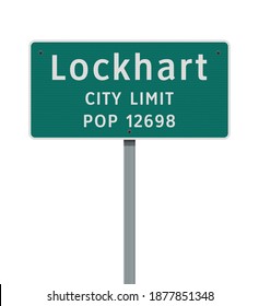 Vector illustration of the Lockhart City Limit green road sign