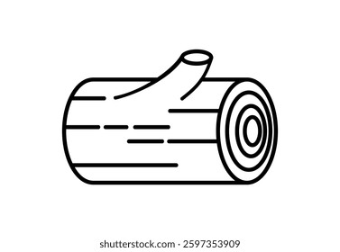 Vector illustration of log icon in line style on white background.