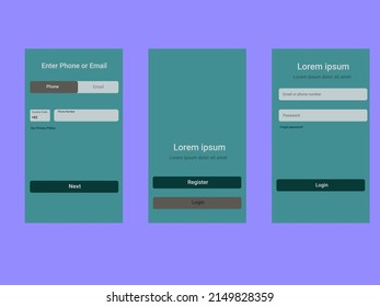 Vector Illustration log in interface. Signin login template. Website interface, register email, password and phone. Sign in UI UX template. Discord template. Telegram, Iphone, xiomi, android.