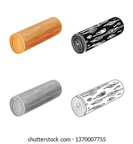 Vector illustration of log and piece icon. Collection of log and timber vector icon for stock.