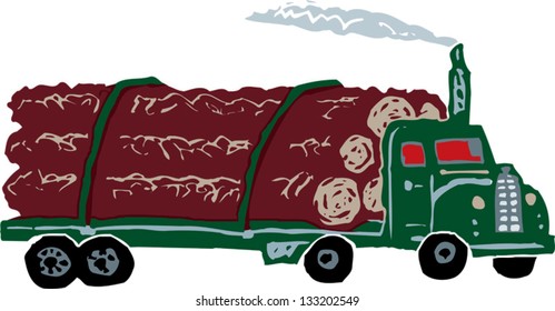 Vector illustration of logging truck