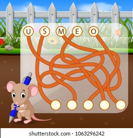 vector illustration of Logic puzzle game for study English with mouse
