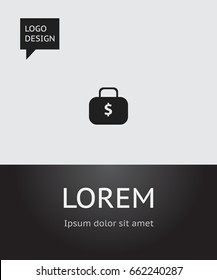 Vector Illustration Of Logical Symbol On Case Dollar Icon. Premium Quality Isolated Money Bag Element In Trendy Flat Style.