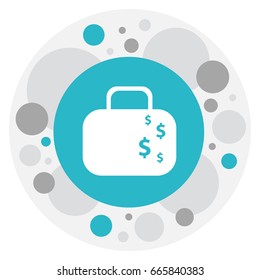 Vector Illustration Of Logical Symbol On Currency Suitcase Icon. Premium Quality Isolated Cash Briefcase Element In Trendy Flat Style.