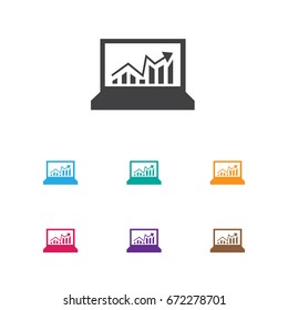 Vector Illustration Of Logical Symbol On Equalizer Display Icon. Premium Quality Isolated Laptop Statistics Element In Trendy Flat Style.