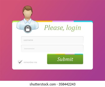 Vector Illustration of login form. Sign in form. Registration form