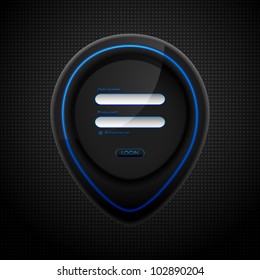 vector illustration of login page on dark background