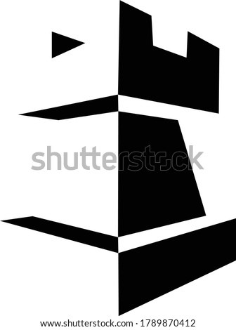 Vector illustration logo 3d chess rook flat design isolated on white background