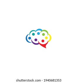 vector illustration. logo with abstract shape hugging people forming brain. education