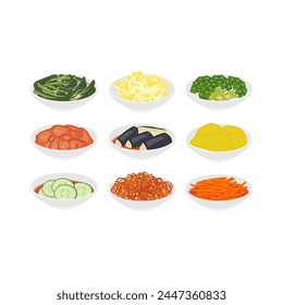 Vector Illustration logo Assorted namul korean side dish or Banchan