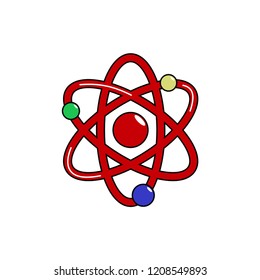 Vector illustration of a logo of an atom in a cartoon style