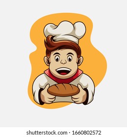 Vector illustration logo of bakery boy chef 