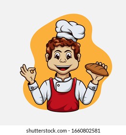 Vector illustration logo of bakery boy chef 