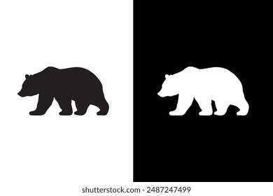 Vector illustration logo bear silhouette. Bear silhouette flat vector icon for animal wildlife.	